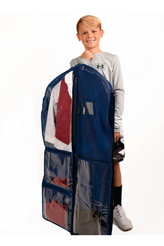 Dance Garment Bag Costume Organizer for Dancers, Beauty Pageants, Sports, Gymnasts, Figure Skaters, Travel and more - Navy Blue 40 inch Long