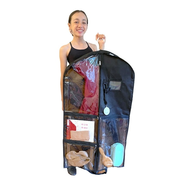Kendall Country Dance Garment Bag Costume Organizer for Dancers, Beauty Pageants, Sports, Gymnasts, Figure Skaters, Travel and more -Raven Black 40 inch Long