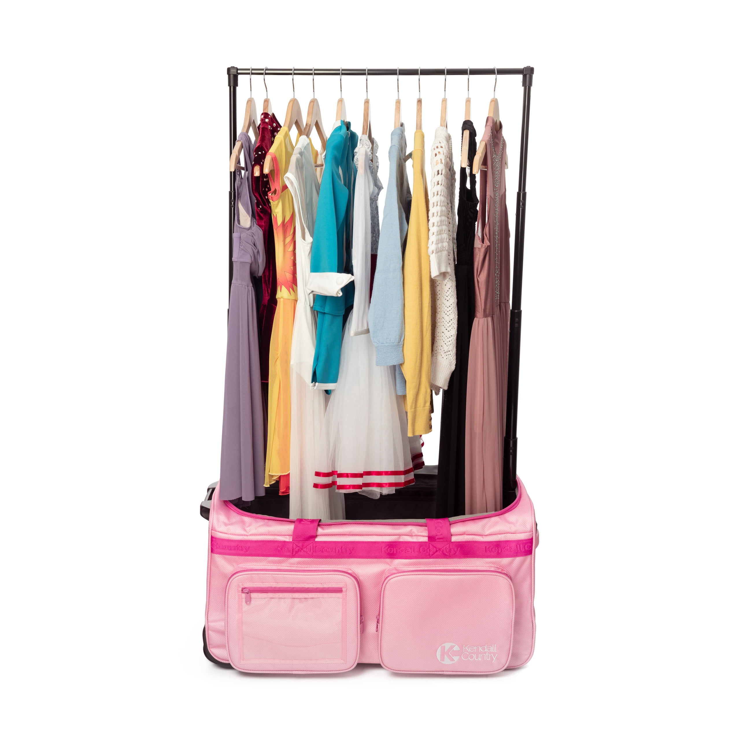 Kendall Country Dance Rolling Duffel with Garment Rack, Cotton Candy Pink, Large, 28-inch