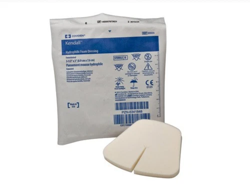 Kendall Foam Dressing 3.5 X 3 Inch Fenestrated Square w/o Border, Box of 10