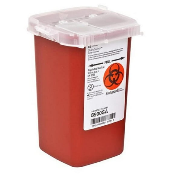 Kendall Healthcare 8900SA Sharps Phlebotomy Container 1 quart, Shape,,,,,, Red