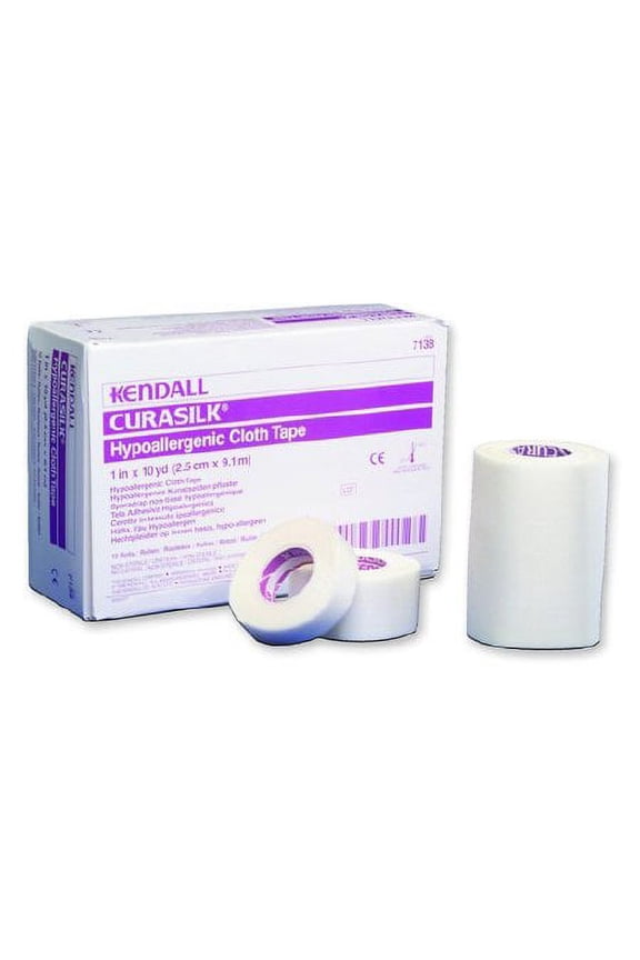 Hypoallergenic Medical Tape Silk-Like Cloth 1 Inch X 10 Yard White NonSterile, 7138C - CASE OF 120