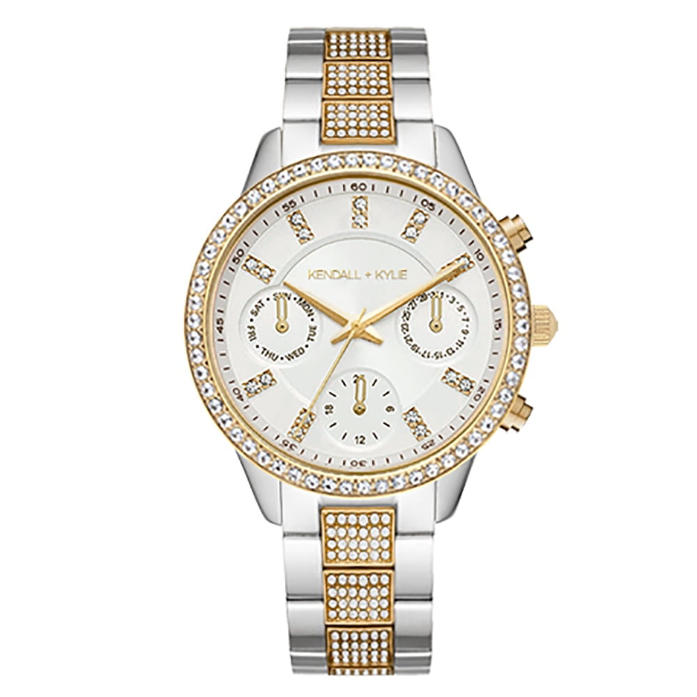 Kendall + Kylie レディース クォーツ ムーブメント ゴールド クリスタル ダイヤル シングルロープ ブレスレット アナログ 腕時計並行輸入 Kendall + Kylie Gold Watch and Matching Bracelet Set - Quartz Movement,  Sleek and Timeless Design