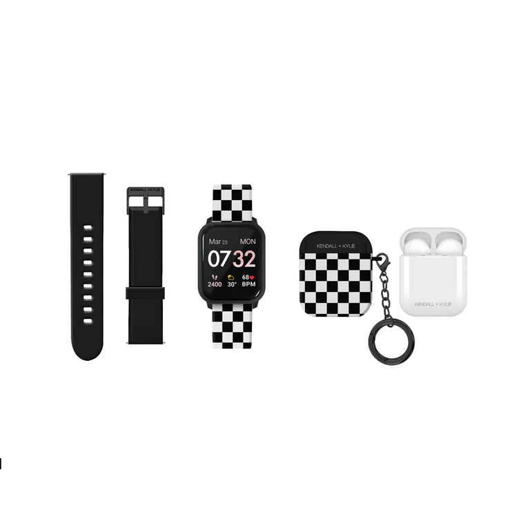 Kendall Kylie Female Adult Smart Watch w Extra Strap Earbud Set Checkered Print Walmart