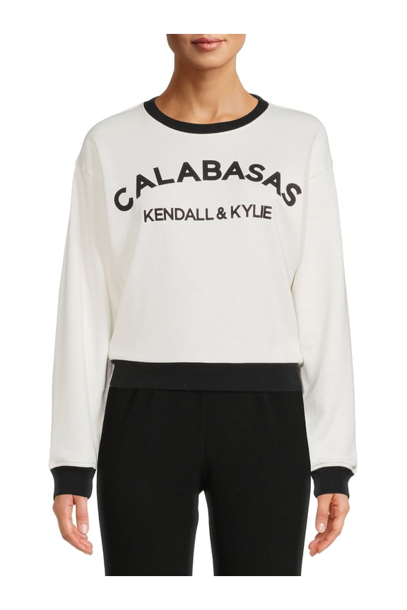 Junior' Ringer Sweatshirt with Crew Neck