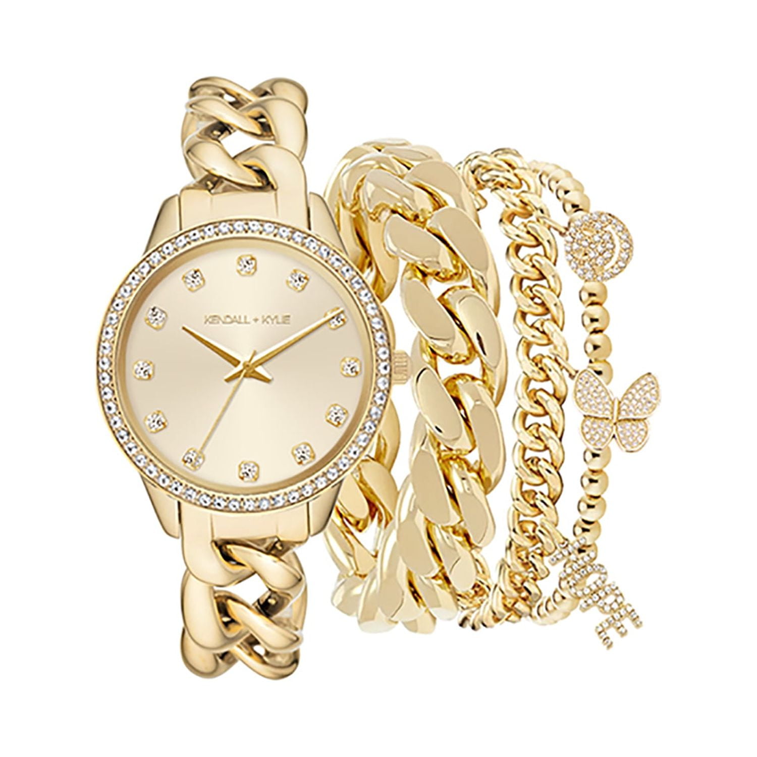 Kendall + Kylie Kk Lds Bling Dial Gld Watch Set