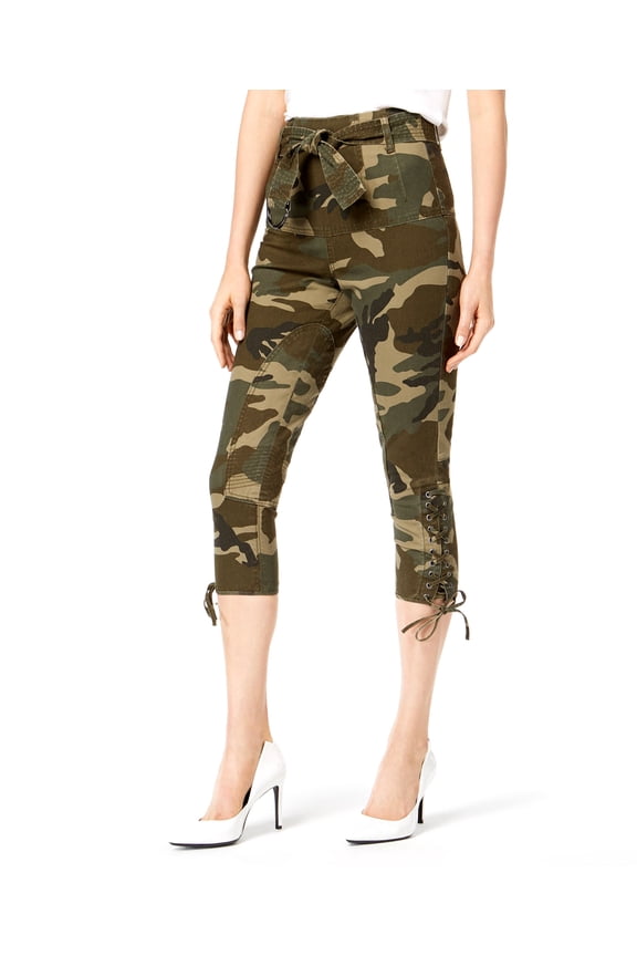 | Lace-Up Capri Pants | Green | Size 25