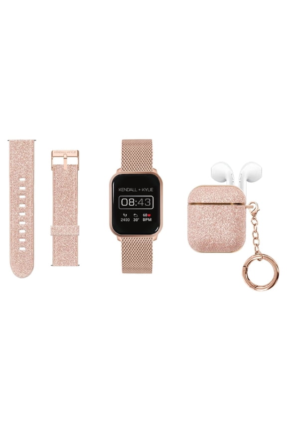 Kendall & Kylie Rose Gold Smart Watch with Interchangeable Strap and Earbud Set 900238R-40-C29