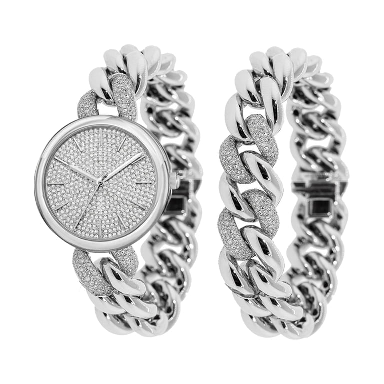 Silver Analog Watch with Chain Bracelet Kendall + Kylie Ladies Silver Tone Metal Strap Analog Watch  main image 2