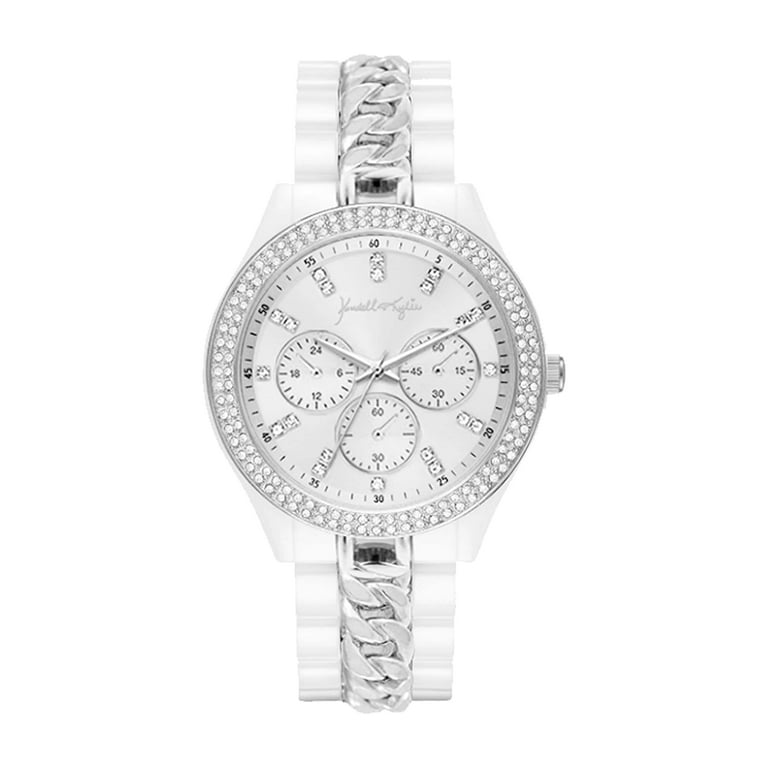 Kendall Kylie Watch Silver Toned Metal Link and Chain Mock