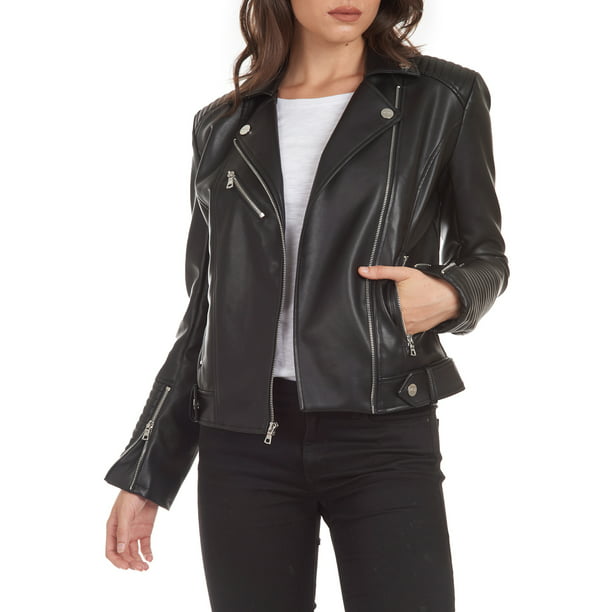 Kendall + Kylie Women's Faux Leather Moto Jacket - Walmart.com