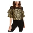 thumbnail image 1 of Kendall + Kylie Women's Metallic Ruffled Sleeves Blouse Black/Gold Size Medium, 1 of 2