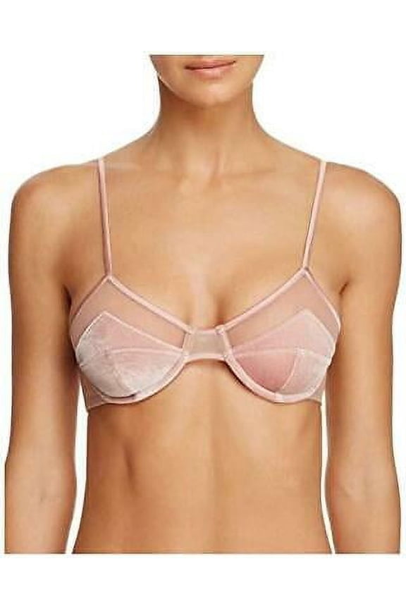 Women's Rose Dust Velvet & Mesh Balconette Bra Size 34B MSRP $48