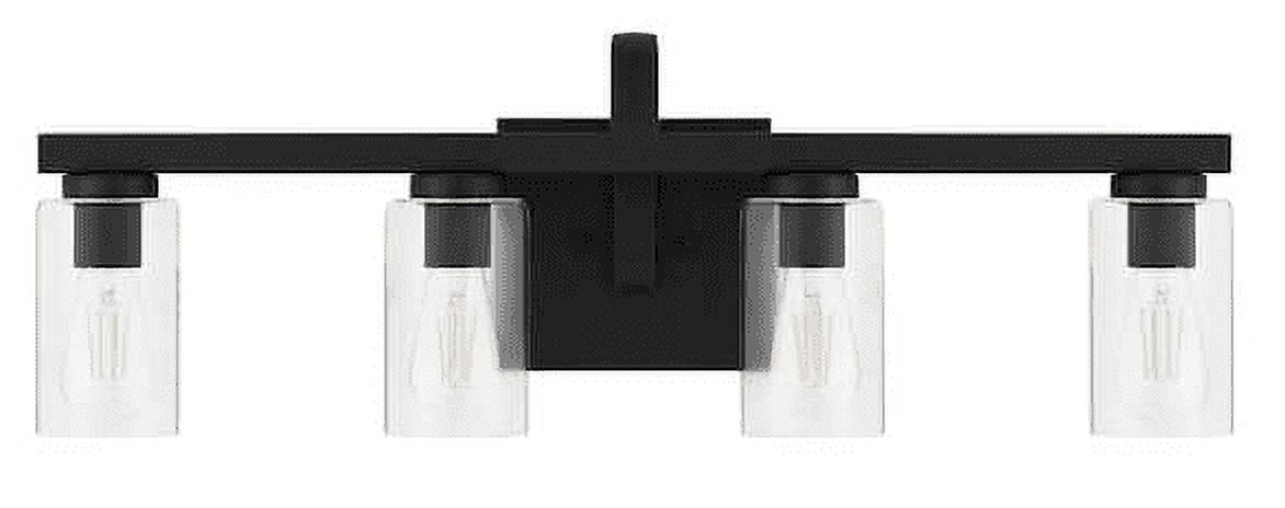 Kendall Manor 29" 4 Light Matte Black Bathroom Vanity Light W/ Clear Glass Shade
