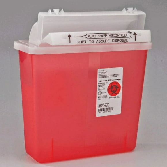 Kendall Sharpstar In-Room Sharps Container With Counter-Balanced Lid, 5 Quart, Transparent Red EA/1