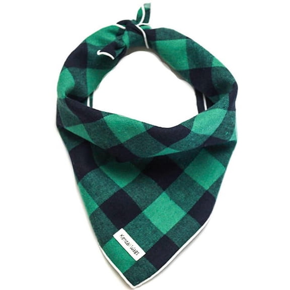 Kendall Wags Dog Bandana Small Green Buffalo Plaid