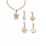 Kendall + Kylie Crystal 14k Yellow Gold-Plated Interchangeable Charm Bracelet Set, 6.75 Inch Plus 1 Inch Extension