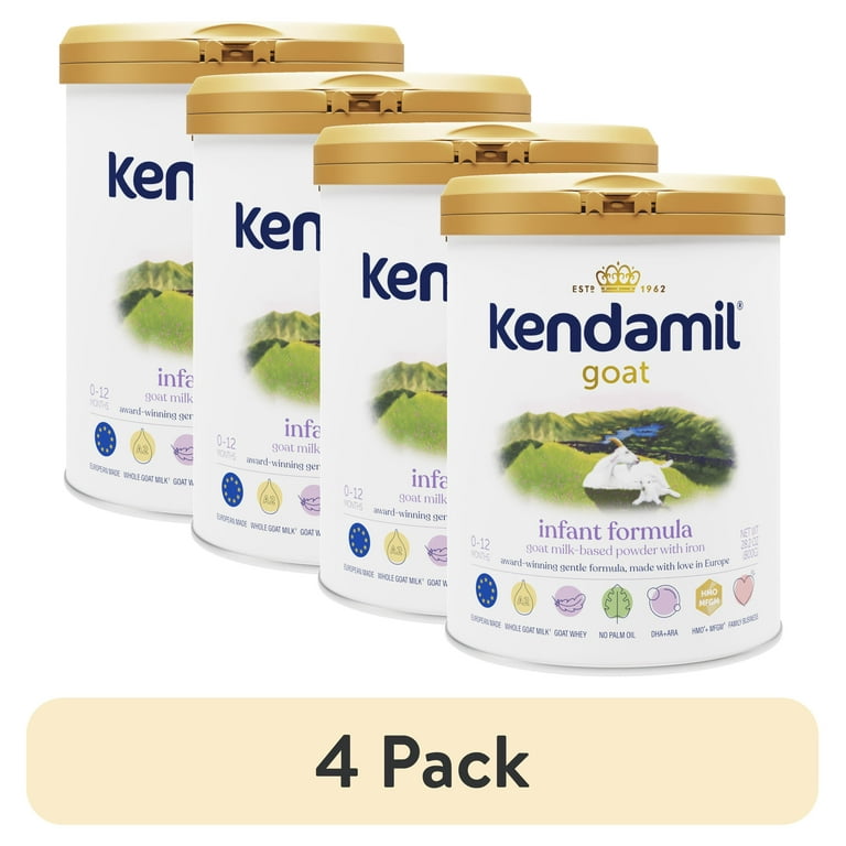 4 pack) Kendamil Goat Baby Formula Powder, European, Whole A2 Milk, with HMOs, Prebiotics, No Palm Oil or Soy, with DHA, 28.2oz - Walmart.com 4 pack) Kendamil Goat Baby Formula Powder, European, Whole A2 Milk, with HMOs, Prebiotics, No Palm Oil or Soy, with DHA, 28.2oz - Walmart.com