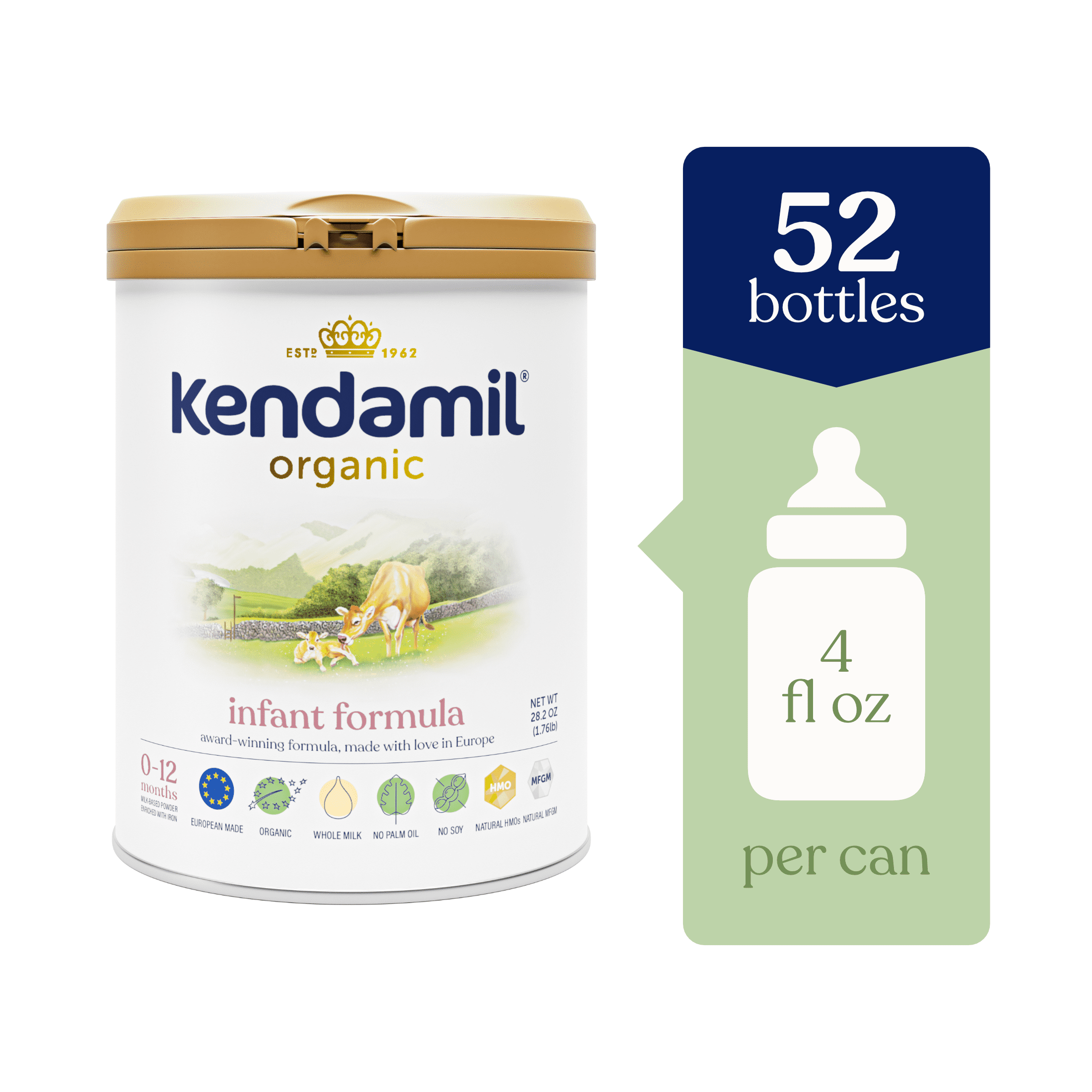 Kendamil Organic Whole Milk Baby Formula Powder, European with
