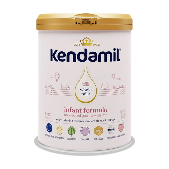 Kendamil European Whole Milk Classic Infant Formula Powder with HMOs, Prebiotics & DHA, 28.2 oz