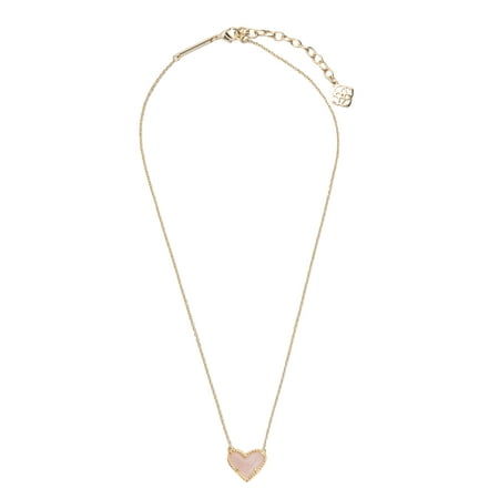 Kendra Scott Ari Heart Gold Pendant Necklace in Rose Quartz