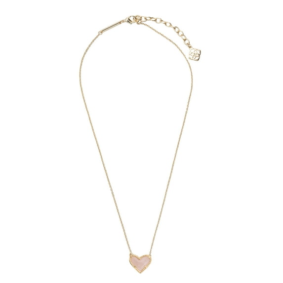 Kendra Scott Ari Heart Gold Pendant Necklace in Rose Quartz