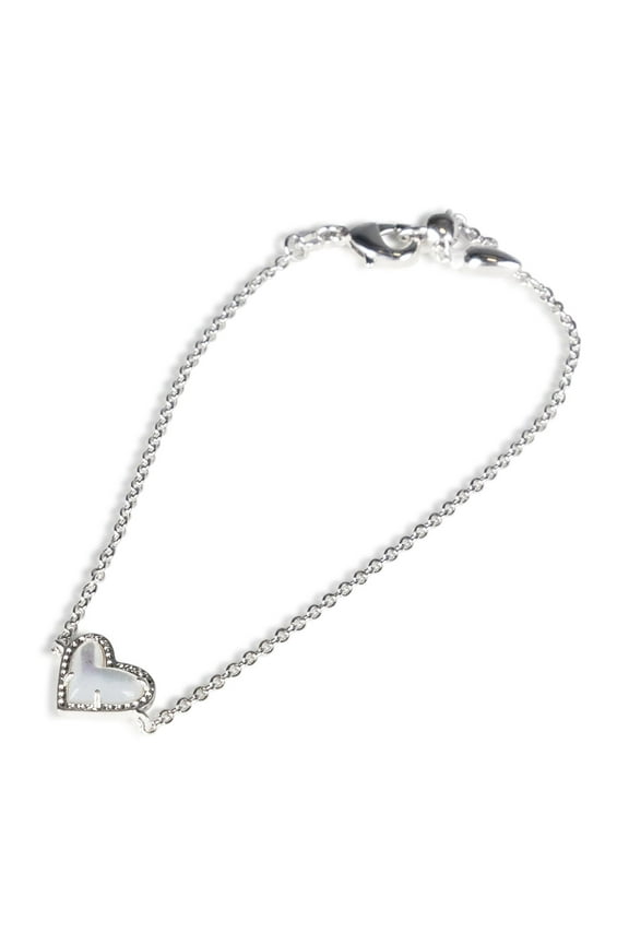 Ari Heart Link Chain Bracelet for Women, Fashion Jewelry RHODIUM - IVORY MOTHER OF PEARL