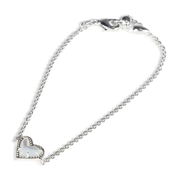 Kendra Scott Ari Heart Link Chain Bracelet for Women, Fashion Jewelry RHODIUM - IVORY MOTHER OF PEARL