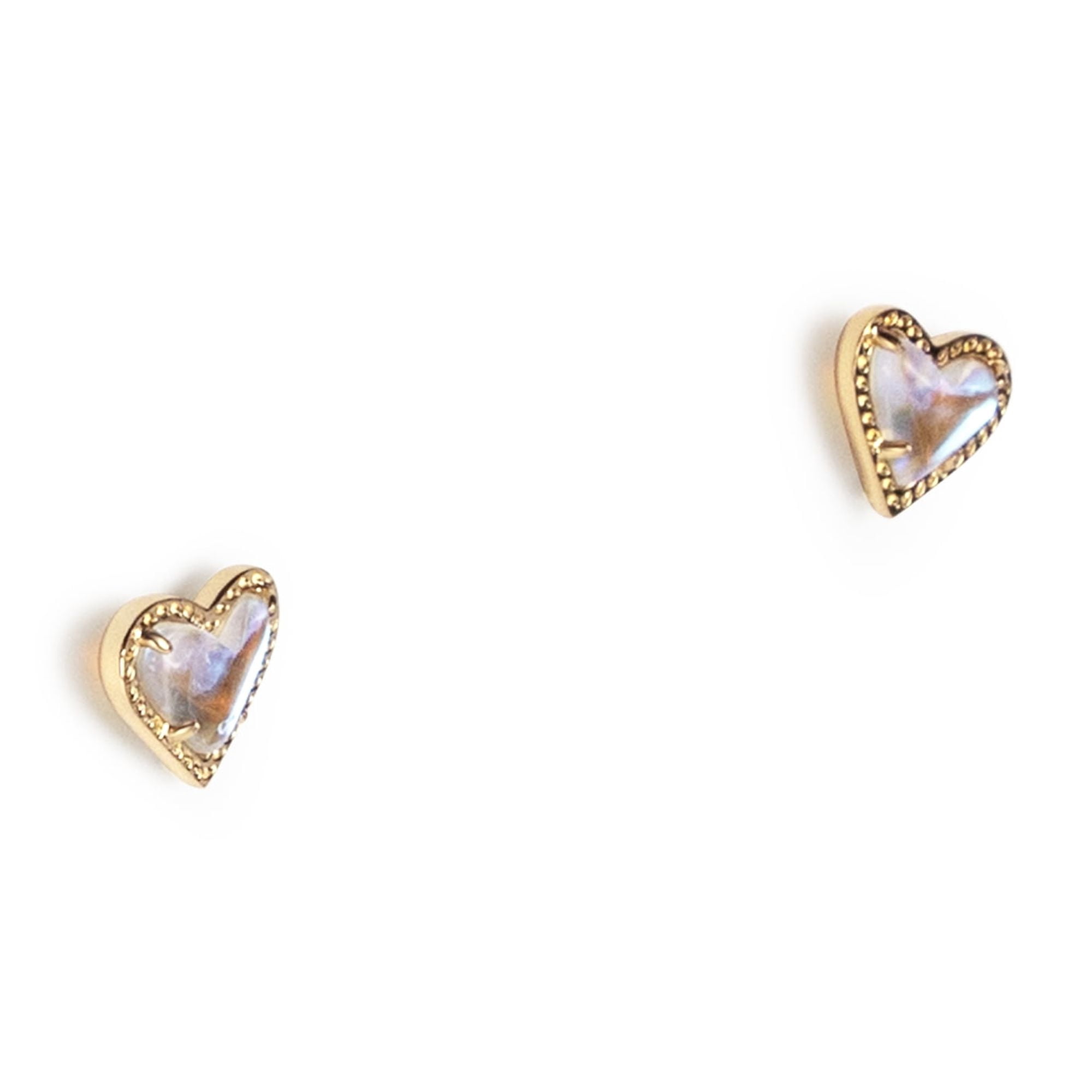 Kendra Scott Ari Heart Stud Earrings for Women, Fashion Jewelry, 14k Gold-plated, Iridescent Dichroic Glass 4217706877