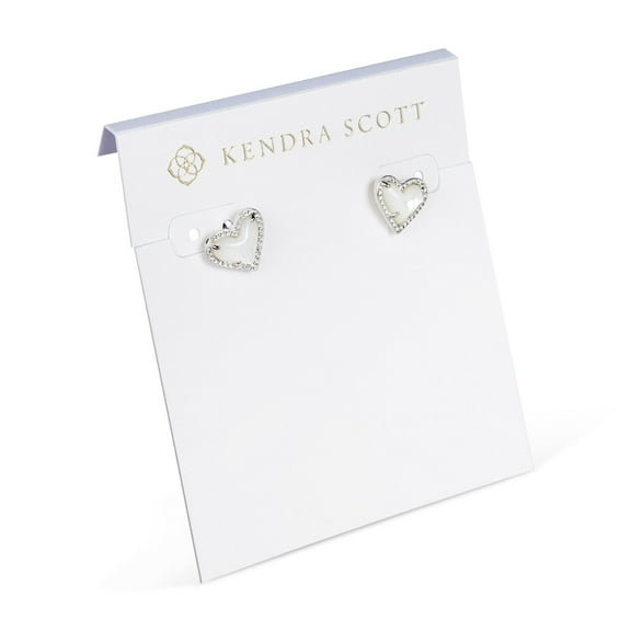 Kendra Scott Ari Heart Stud Earrings for Women, Fashion Jewelry, Rhodium-Plated, Ivory Mother of Pearl 4217704870