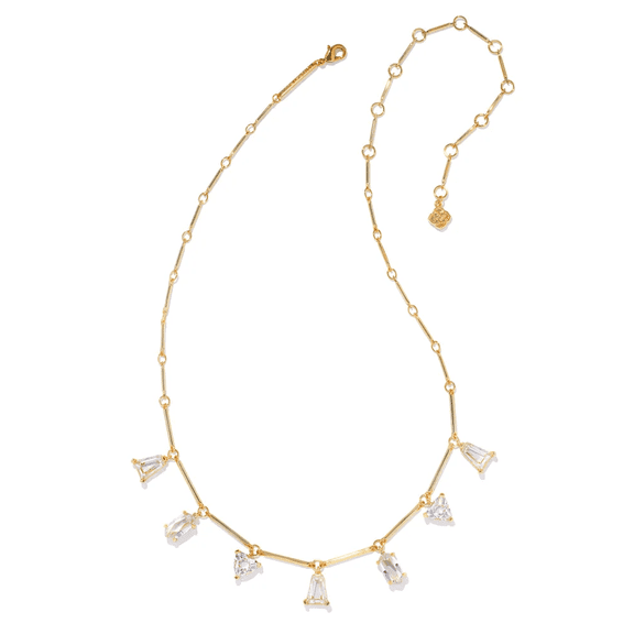 Kendra Scott Blair Gold Jewel Strand Necklace in White Crystal