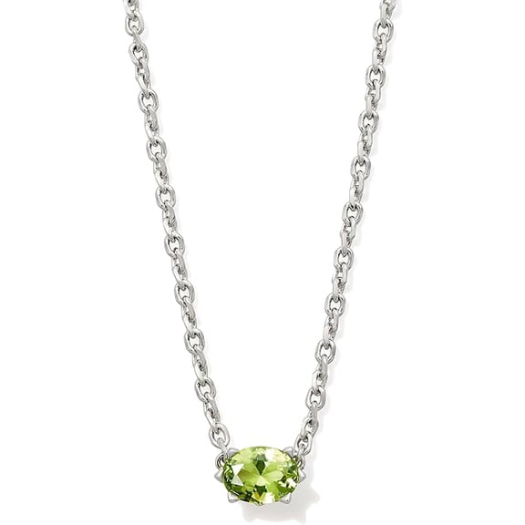 Kendra Scott Cailin Silver Pendant Necklace in Light Green Crystal