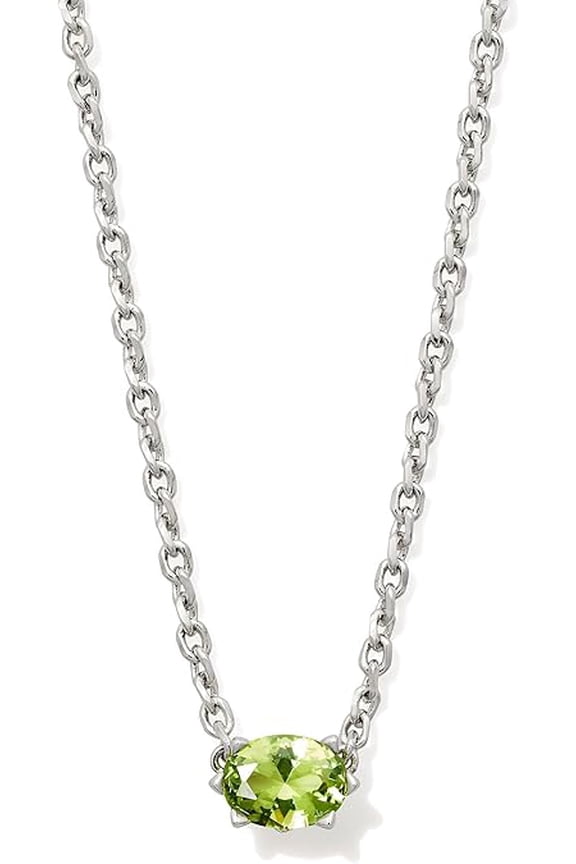 Cailin Silver Pendant Necklace in Light Green Crystal