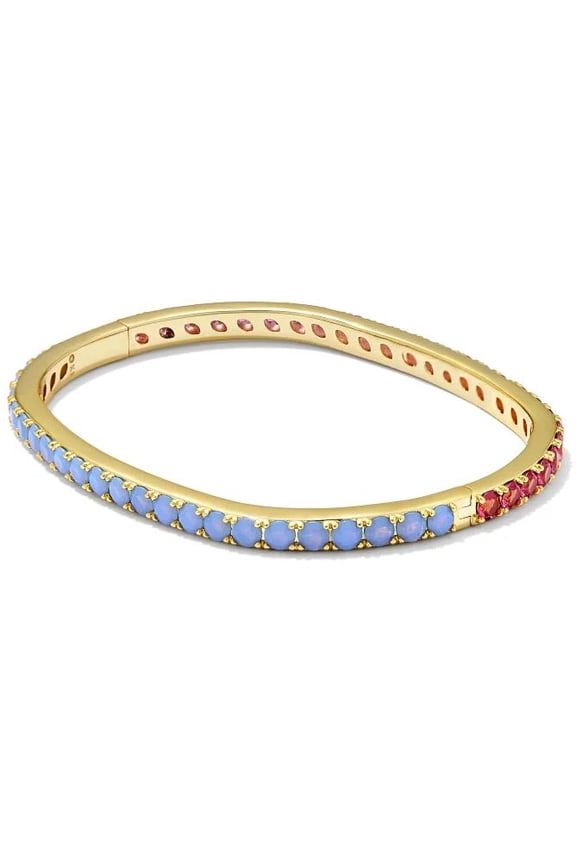 Chandler Gold Bangle Bracelet in Pink Blue Mix - M/L