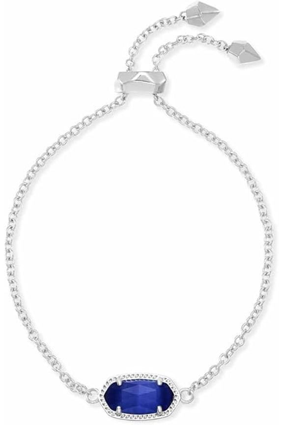 Elaina Silver Adjustable Chain Bracelet in Cobalt Cats Eye September -