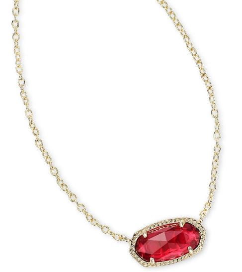 Kendra Scott Elisa Pendant Necklace in Red Berry, 14K Gold-Plated