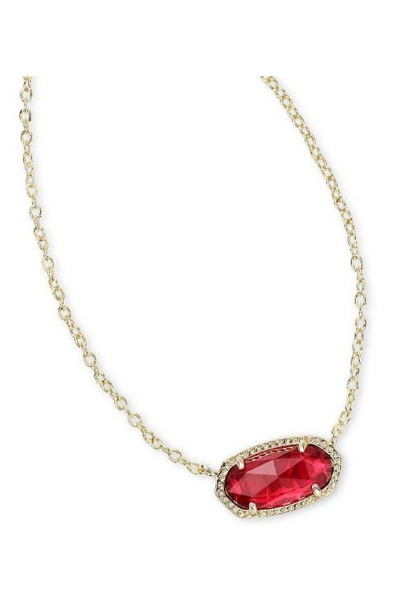 Elisa Pendant Necklace in Red Berry, 14K Gold-Plated
