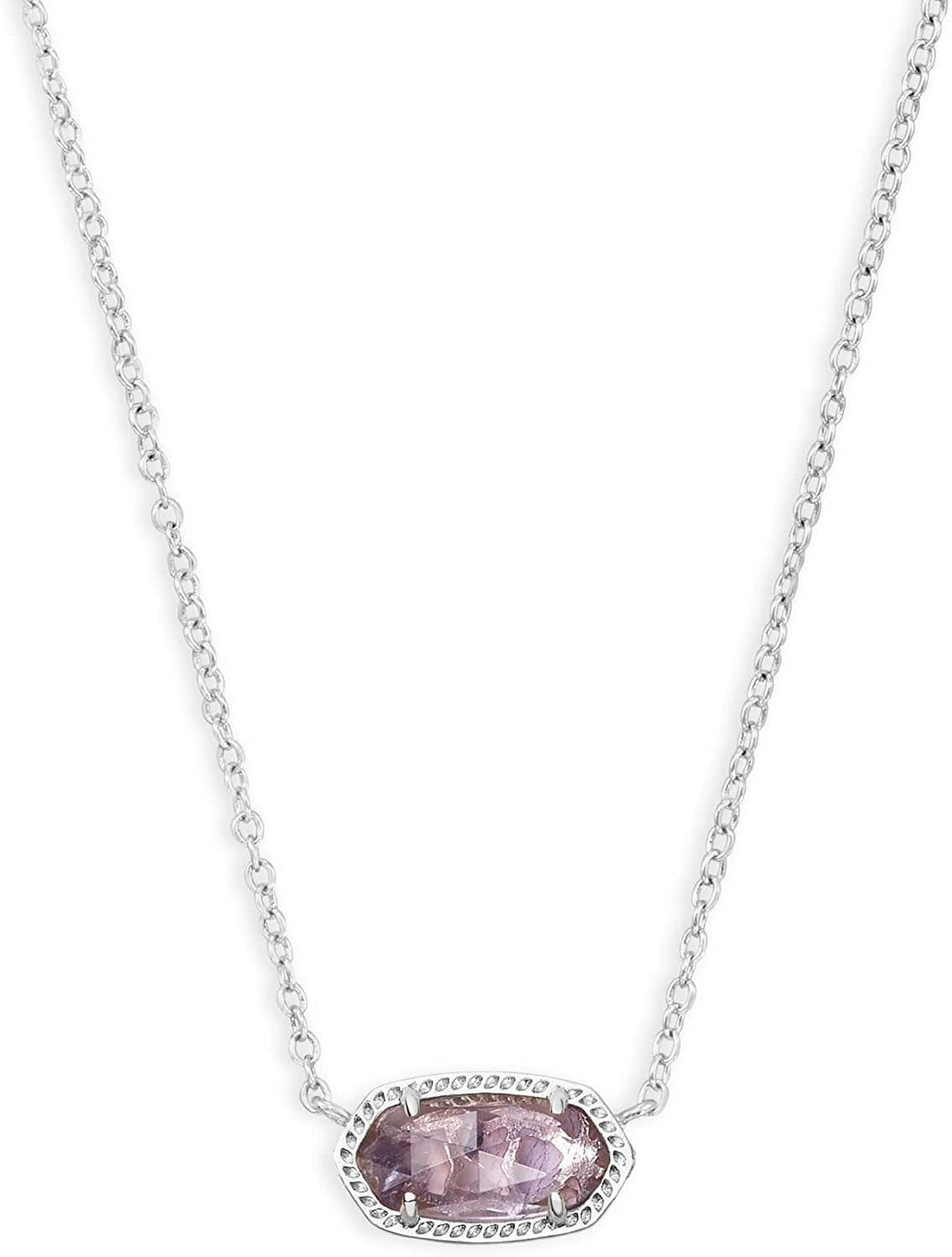 Kendra Scott Elisa Silver Pendant Necklace in Amethyst February -