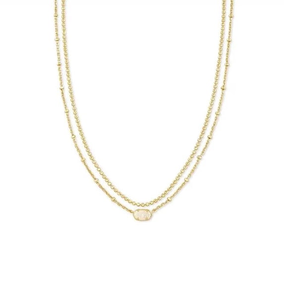 Kendra Scott Emilie Gold Tone Multi Strand Necklace in Iridescent Drusy 4217718146