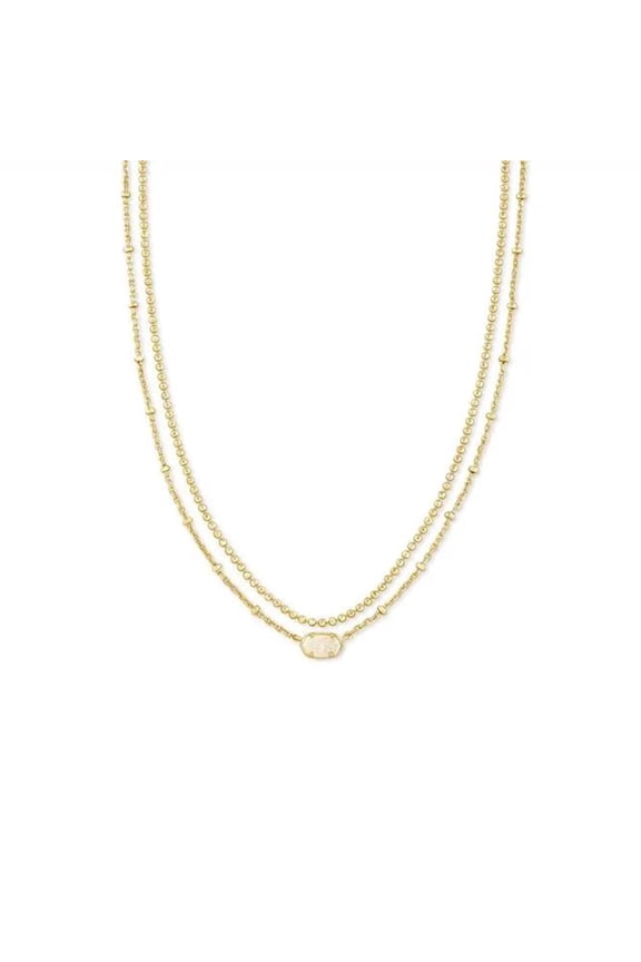 Emilie Gold Tone Multi Strand Necklace in Iridescent Drusy 4217718146