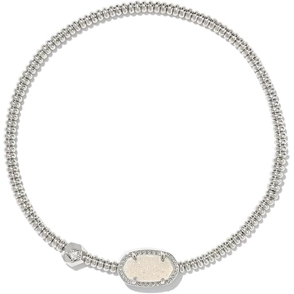 Kendra Scott Grayson Stretch Bracelet Silver Iridescent Drusy