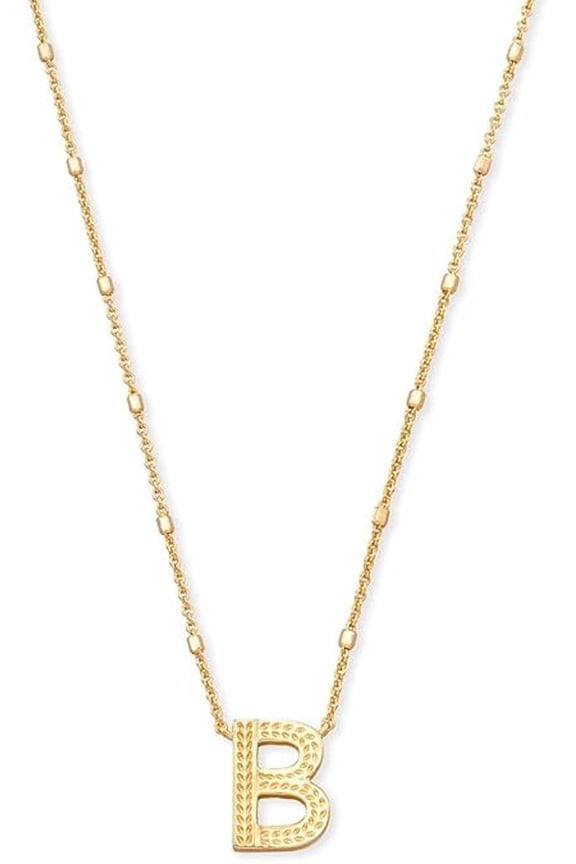 Letter B Pendant Necklace in Gold