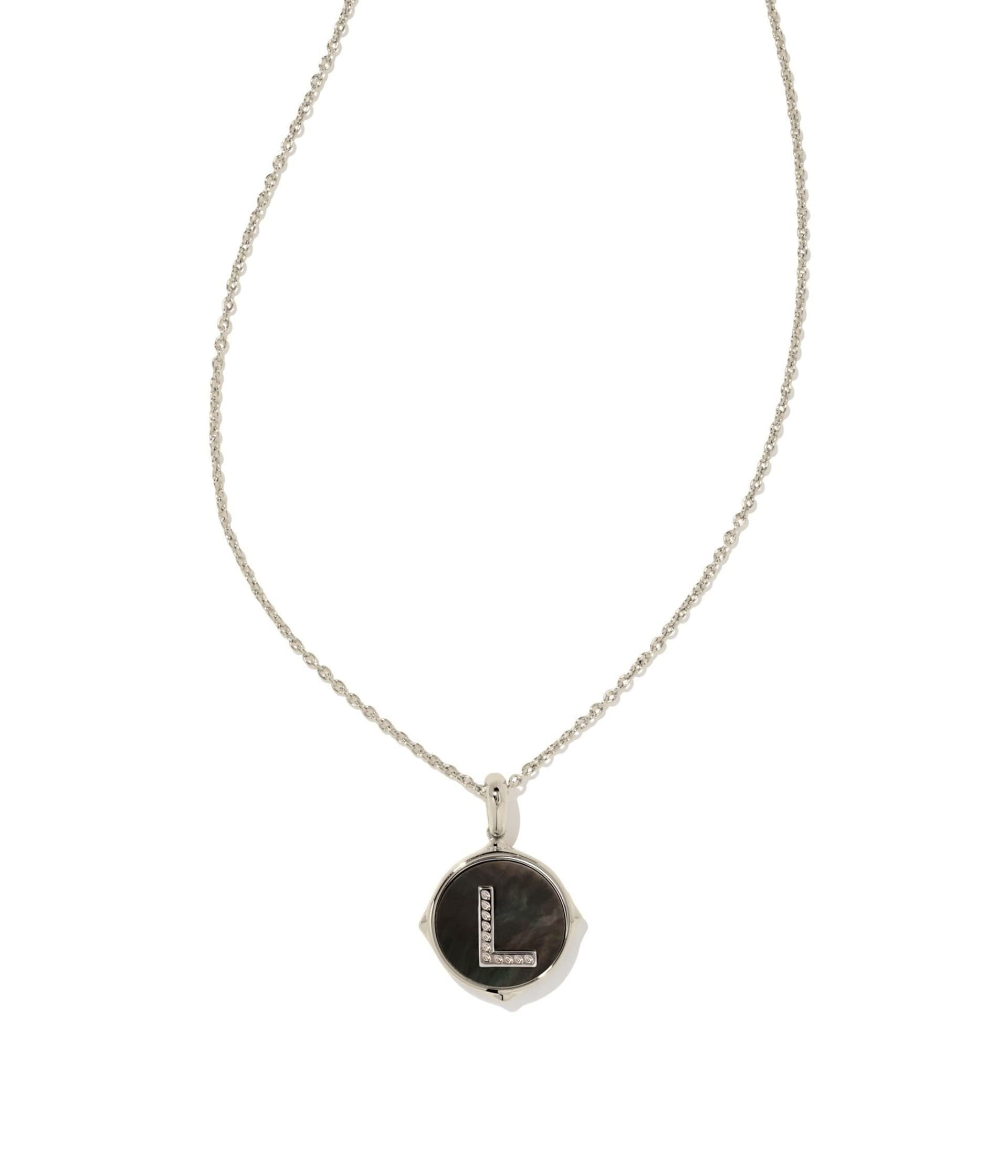 Kendra Scott Letter Disc Pendant Necklace, Black Mother-Of-Pearl