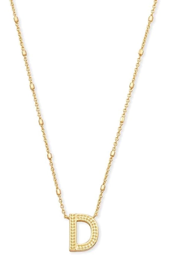 Letter D Pendant Necklace Gold Metal