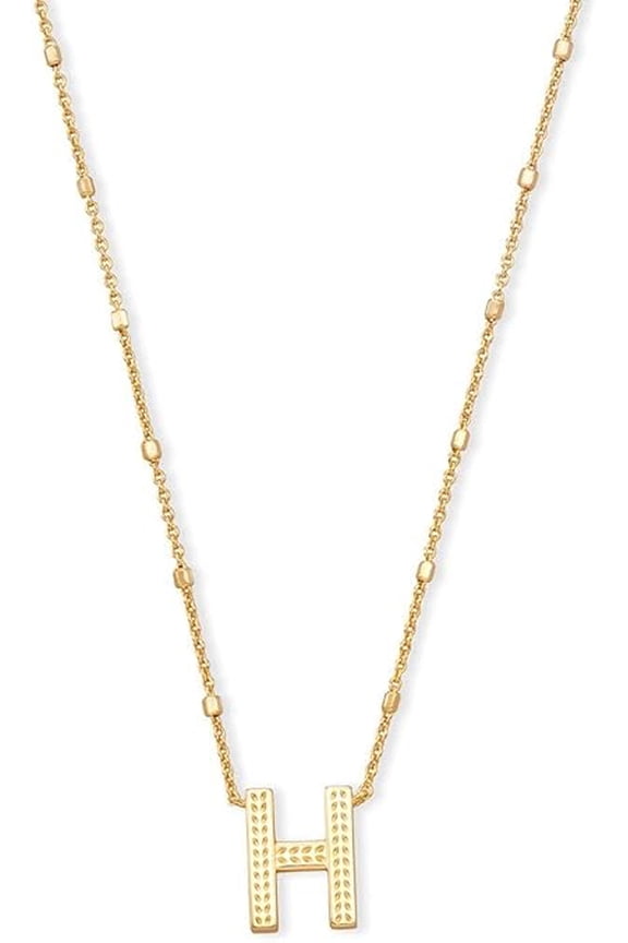 Letter H Pendant Necklace Gold Metal