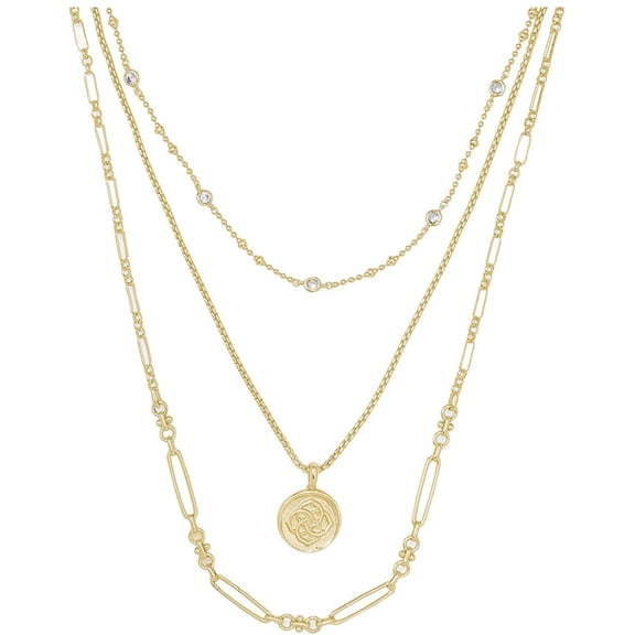 Kendra Scott Medallion Coin Triple Strand Necklace Gold One Size