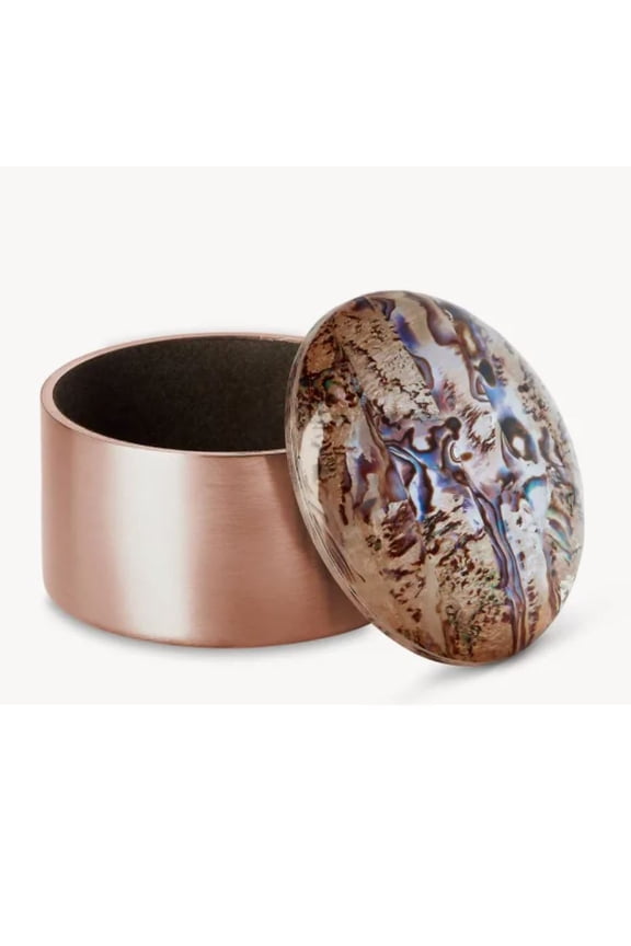 Mini Decorative Brass Dome Box Rose Gold Abalone Shell Jewelry Ring Box