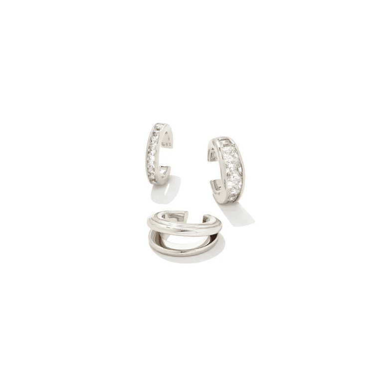 Kendra Scott Parker Silver Ear Cuff Set in White Crystal