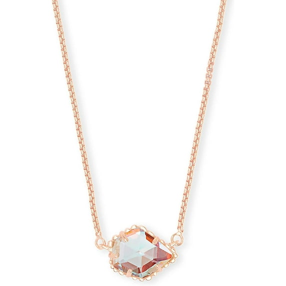 Kendra Scott Tess Pendant Necklace for Women, Fashion Jewelry, Rose Gold-Plated, Iridescent Dichroic Glass