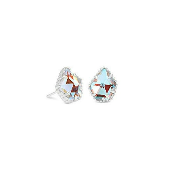 Kendra Scott Tessa Stud Earrings for Women, Fashion Jewelry, Rhodium Plated Brass, Iridescent Dichroic Glass